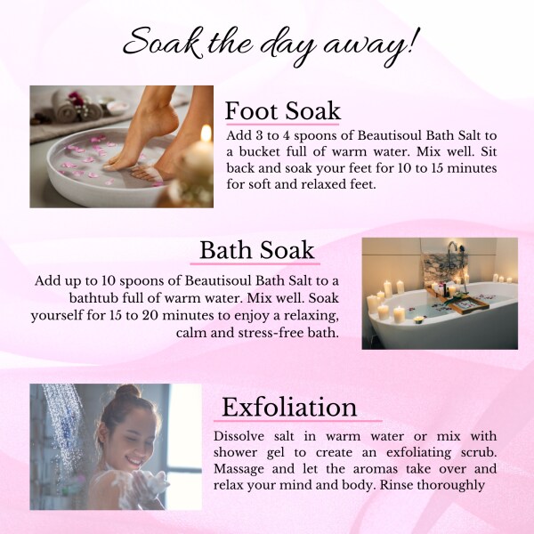 Beautisoul Rose Bath Salt and Foot Soak Bath Salt for Good Sleep