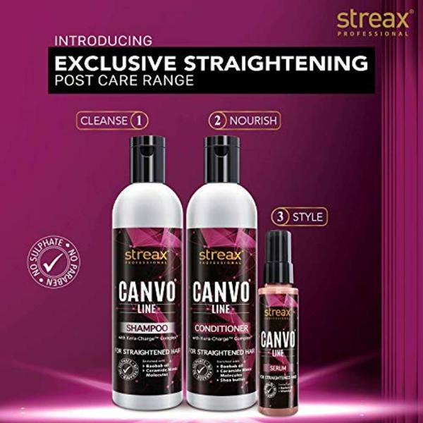 Streax Professional Canvoline for Straightening Hair 600 ml (Pack of 3