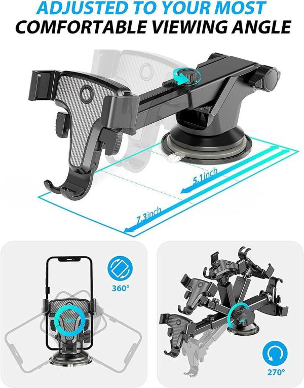 Rocketek Adjustable Dashboard Car Mobile Holder (Black) JioMart