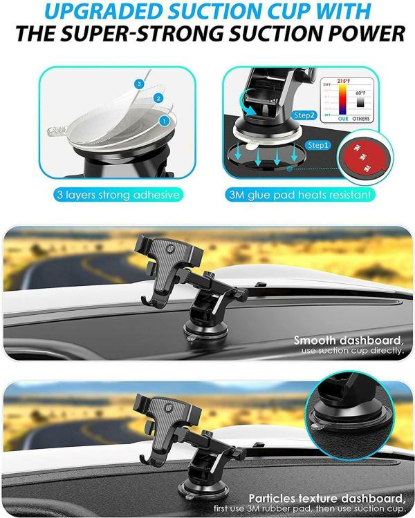 Rocketek Adjustable Dashboard Car Mobile Holder (Black) JioMart