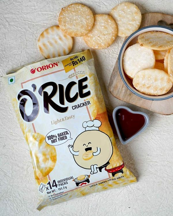 ORION O'Rice Cracker Baked Korean Rice Snack, 2 x 14pc Sweet & Salty