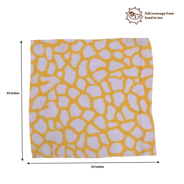 Bacati Multicolor (Yellow/Grey) Ikat Dots/Giraffe Muslin Swaddling