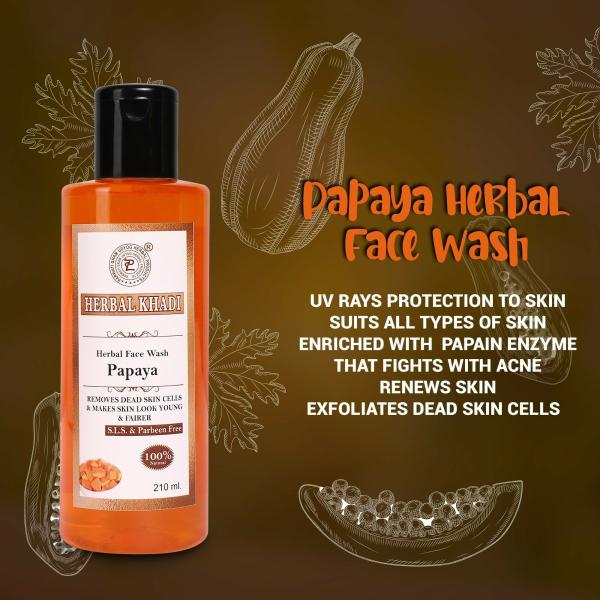 Herbal Khadi Papaya 100 Natural No Sulphates & Parabens Anti Tan Anti Acne Sun Protection Face