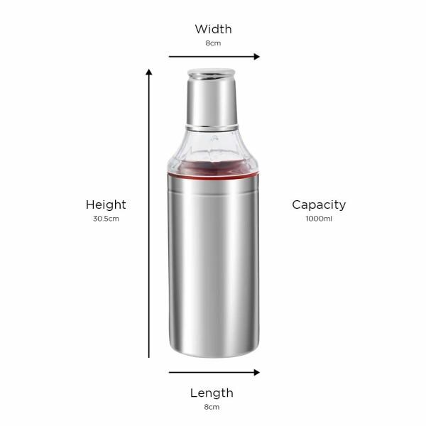 Kraft Stainless Steel Cooking Oil Dispenser with Nozzle, Dust & Leak