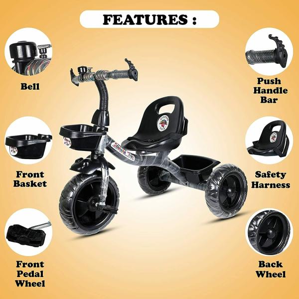 Mezire BST01 Tricycle For Kids With Front & Back Basket, Tricycle For