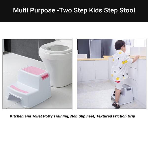 Safeokid 2 Step Stool For Kids, Soft Grip For Safety As Bathroom & Kitchen Step Stool, Toilet