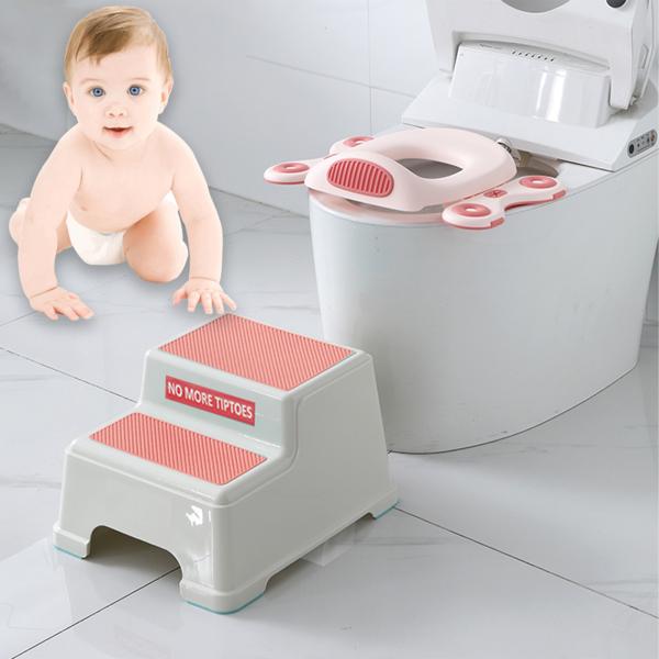 Safeokid 2 Step Stool For Kids, Soft Grip For Safety As Bathroom