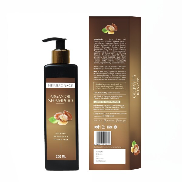 Herba Grace Argan Oil Shampoo for Dry and Frizzy Hair, Dandruff and Hair  Growth, 200ml - JioMart