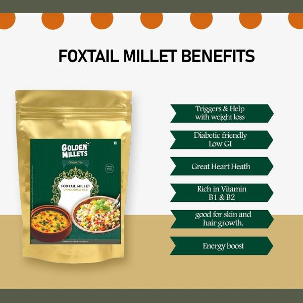GOLDEN MILLETS Foxtail Millet 500g Unpolished Rice 100 Gluten Free