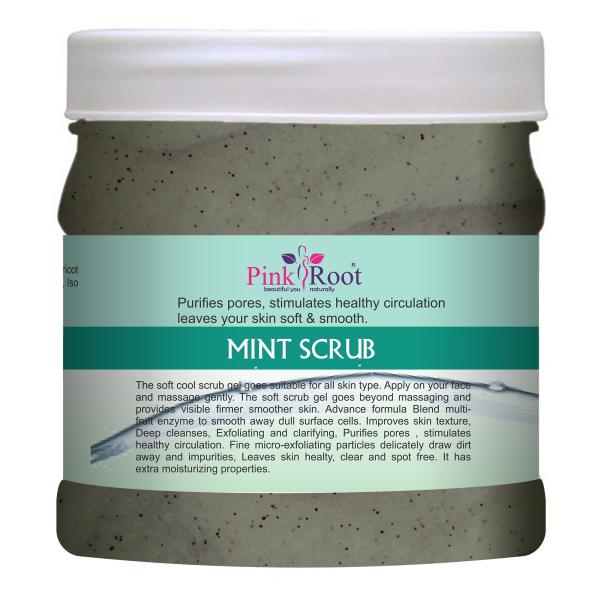 Pink Root Mint Face and Body Gel Scrub Treats Dry Skin Stearic Acid 500
