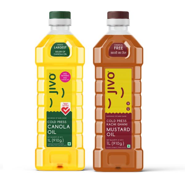 Jivo Cold Pressed Canola 1 Ltr + 1 Ltr Mustard Oil JioMart