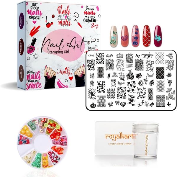 Royalkart Nail Art Stamping Kit Jumbo Image Plate With Multicolour Soft