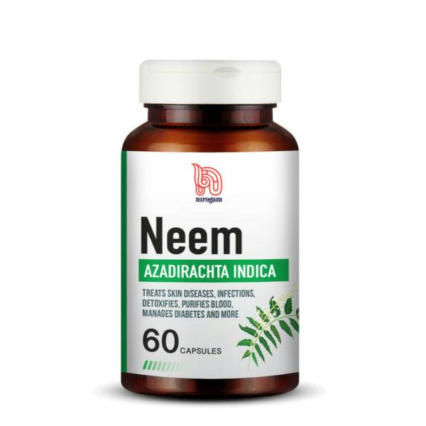 Nirogam Neem Capsules (60 Caps) For Skin Infections, Anti inflammatory