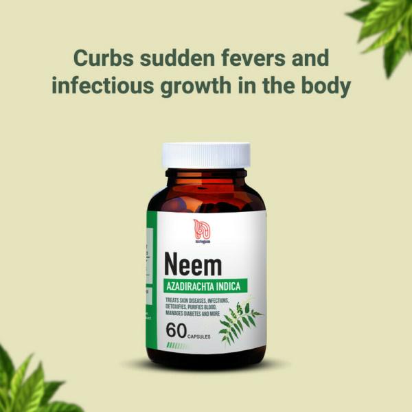 Nirogam Neem Capsules (60 Caps) For Skin Infections, Anti inflammatory