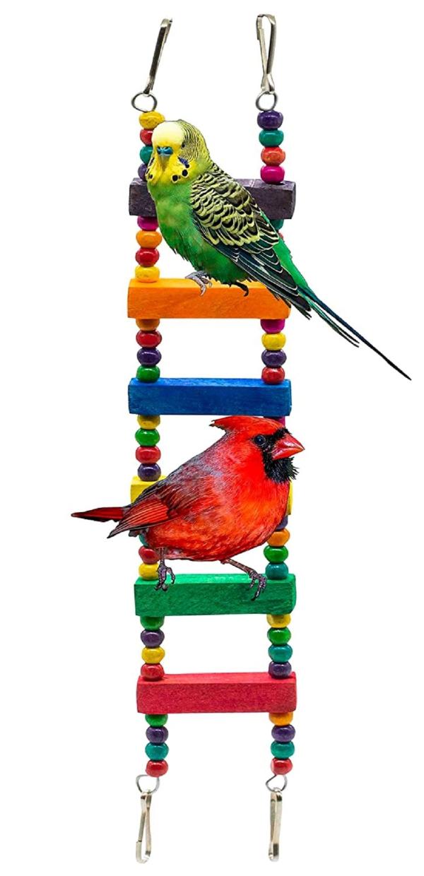 GREENBIRDS Toys Bird Ladder Colorful Natural Wood Parrot Toys Cage
