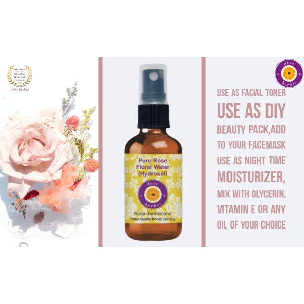 Pure Rose Floral Water (Hydrosol) (Rosa damascena) Natural Therapeutic