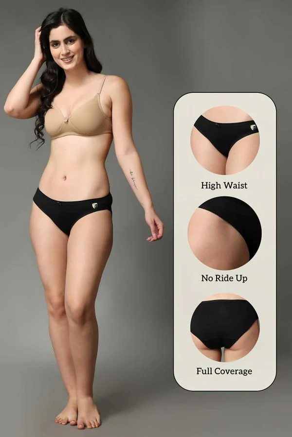 FF Essentials Women's Cotton Bikini Brief Underwear No Show Panties