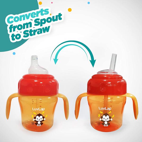 Luvlap Orange Banana Time Anti Spill Sippy Cup With Silicone Spout And Straw 6 M 150 Ml Jiomart