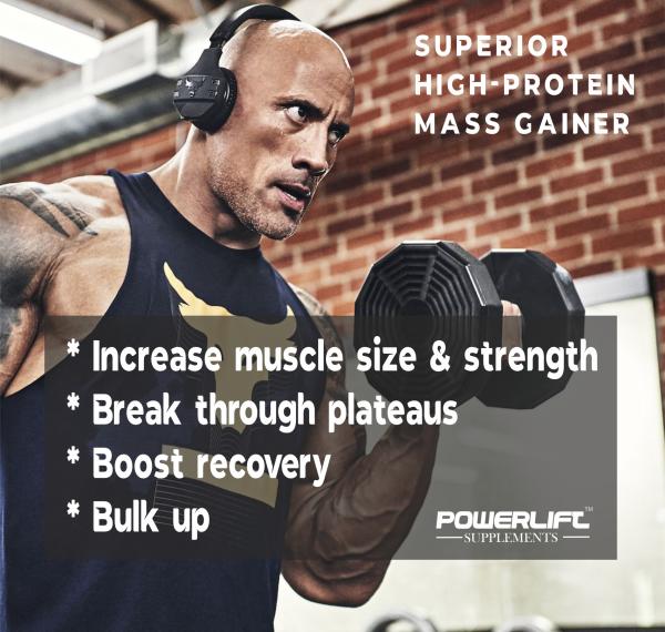 PowerLift Muscle Mass Gainers Protein Powder (1kg, Vanila ) High