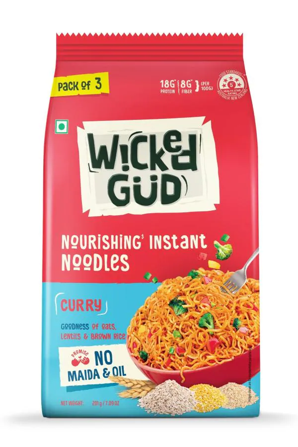 WickedGud Curry Nourishing Instant Noodles (201gm x 2) Healthy