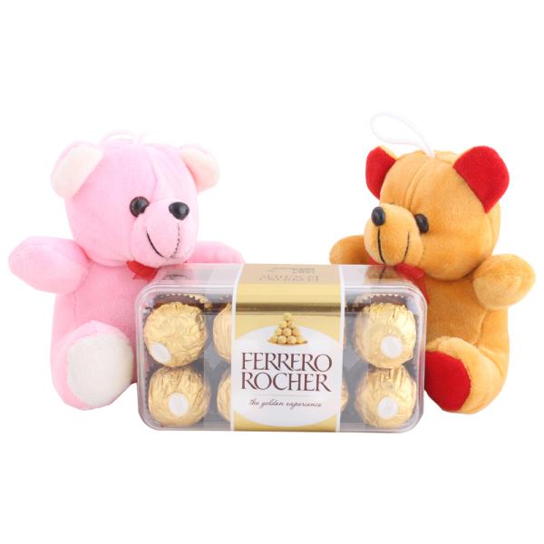 SurpriseForU Premium Ferrero Rocher With 2 Cute Teddy Bear Chocolate