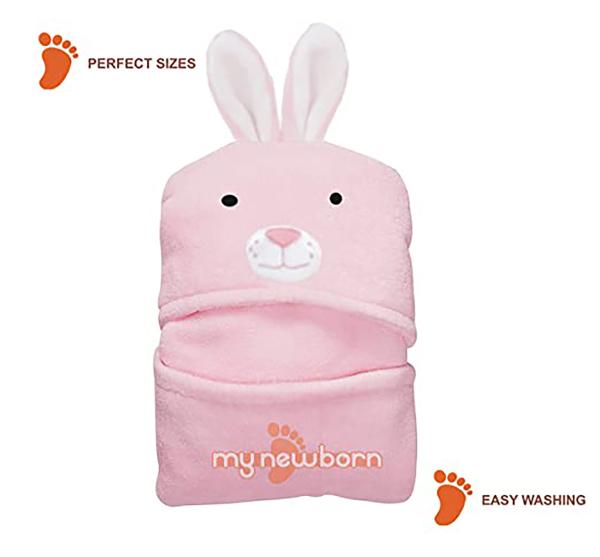 MY NEWBORN Baby Blanket Wrappers Cum Bath Towel Pack of 2 Pc (Pink