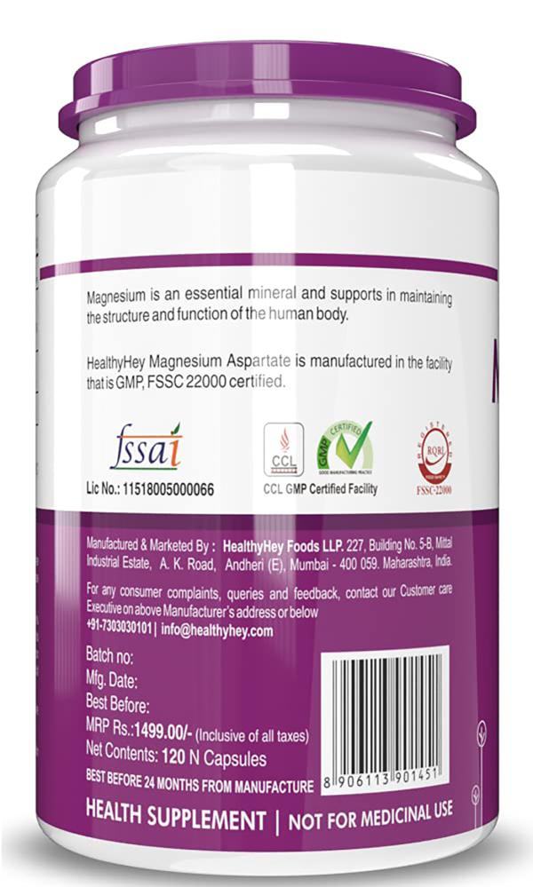 Healthyhey Nutrition Magnesium Aspartat 120 Capsules JioMart