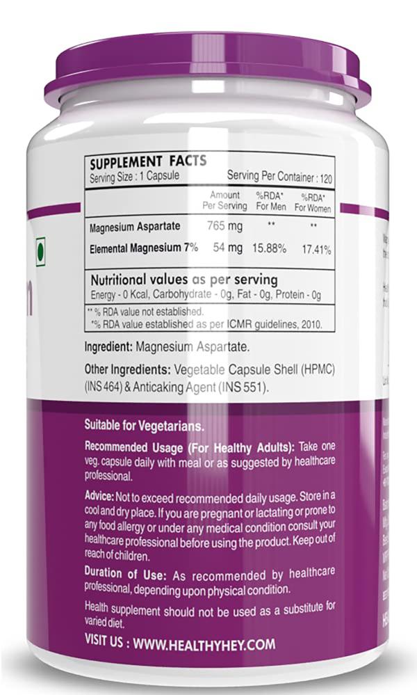 Healthyhey Nutrition Magnesium Aspartat 120 Capsules JioMart