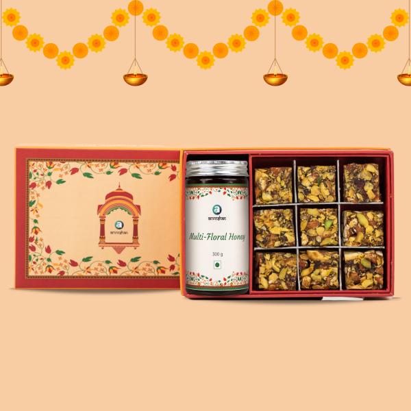 Anveshan Dharohar Diwali Gift Box Pack of 2 (Healthy Sweets and Snacks