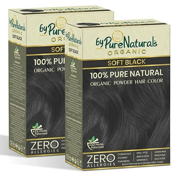 byPureNaturals 100% Organic Powder Soft Black Hair Color for Men & Women  120 Gram pack of 2 - JioMart
