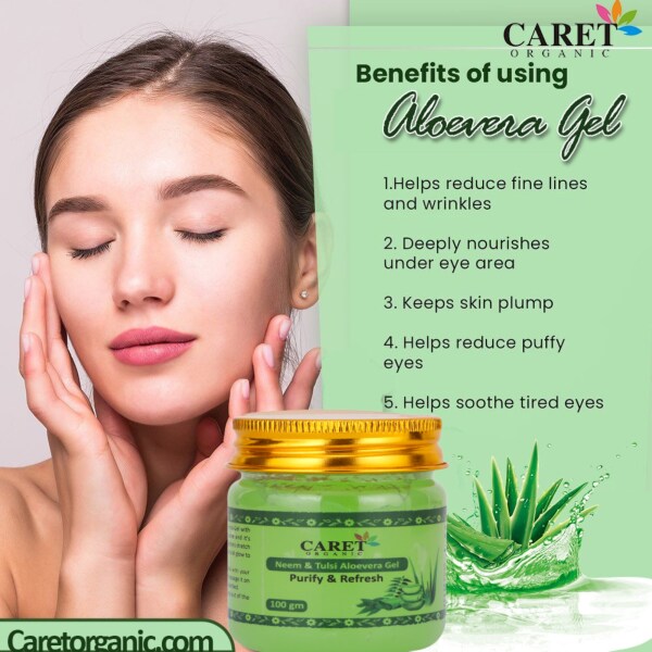 Caret Organic Aloevera Gel With Neem & Tulsi For Acne/Marks Removal