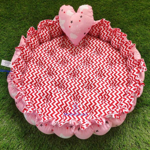 Motherhood Pink Cotton Baby Tub Bed And Heart Shaped Pillow Bedding Set JioMart