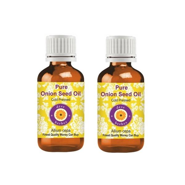 Deve Herbes Pure Onion Seed Oil (Allium cepa) Natural Therapeutic Grade Cold Pressed (Pack of