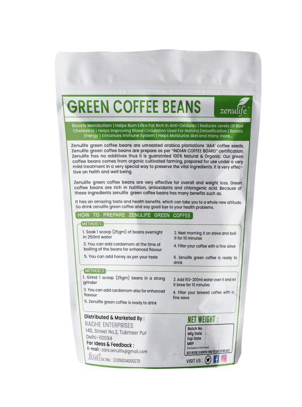 ZENULIFE GREEN COFFEE BEANS FOR WEIGHT LOSS 100G PACK OF 5 JioMart