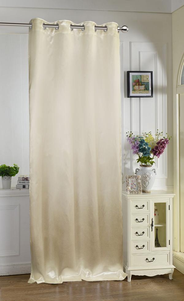 Lushomes Polyester Cream Satin Plain, 108 Inch Wide Hookless Shower Curtain