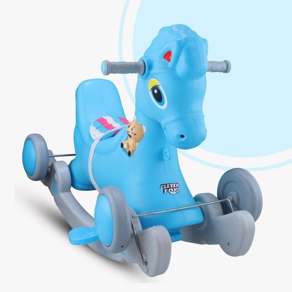 Clever Fox Blue Plastic Horse RideOn Musical Toy Rockers for Kids (1