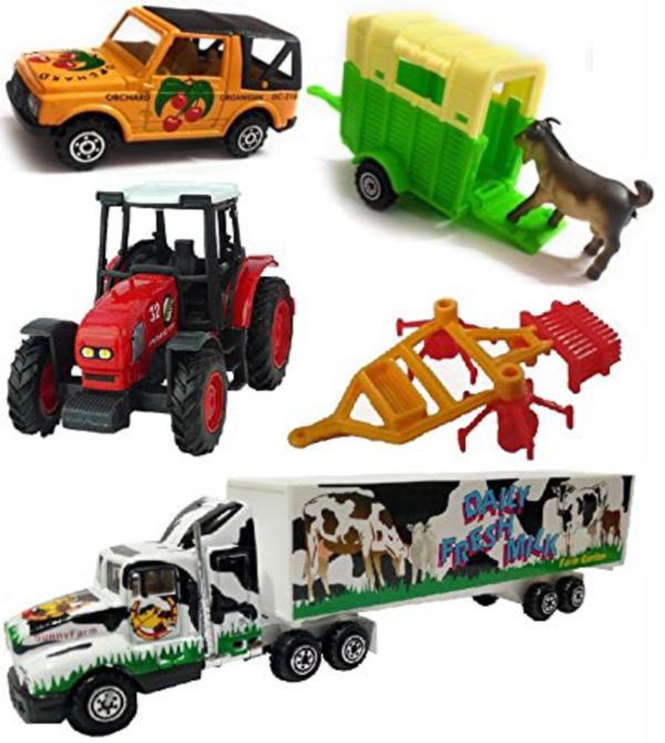 Die Cast Farm Tractor With Trailer 