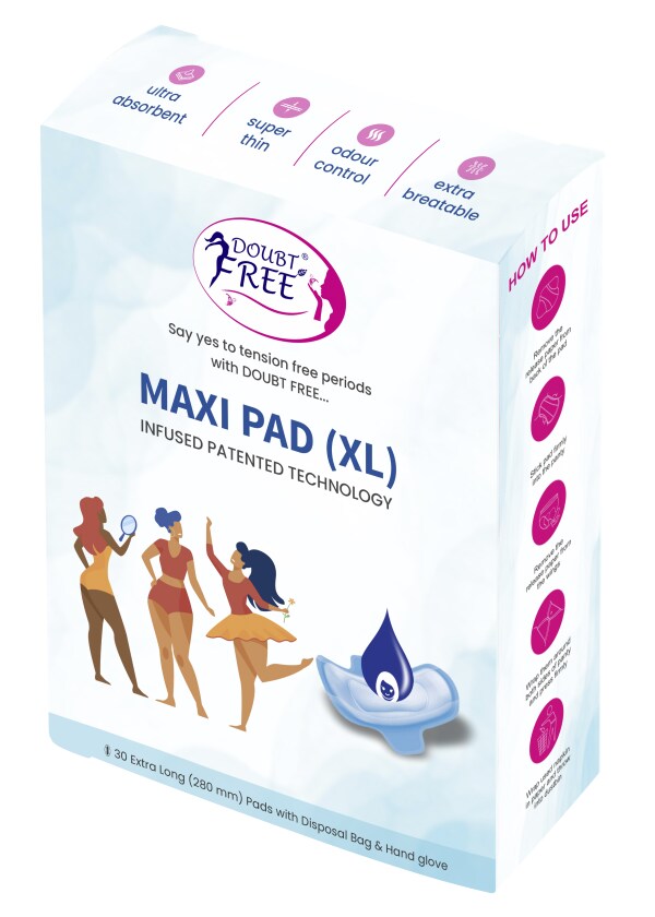 Doubtfree XL Sanitary Napkin/Pads30 Pads Disposable Pouches & Hand