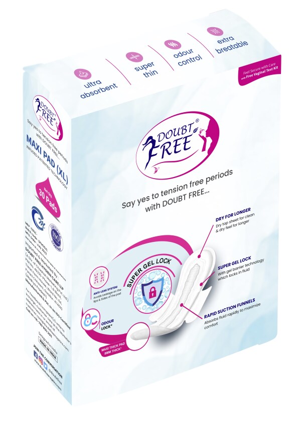 Doubtfree XL Sanitary Napkin/Pads30 Pads Disposable Pouches & Hand