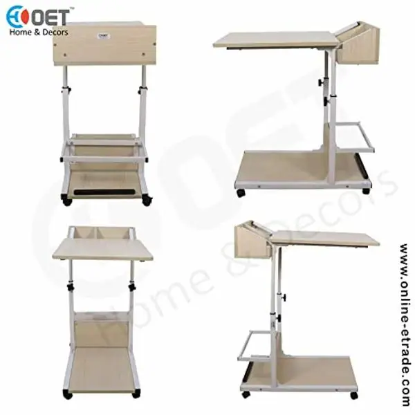 OET European Standard MultiPurpose Laptop Table/Study Table/Bed Side Table with Movable Wheels