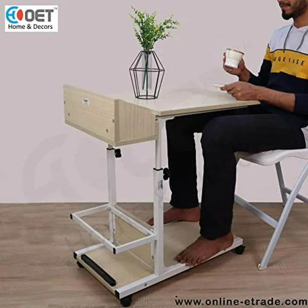 OET European Standard MultiPurpose Laptop Table/Study Table/Bed Side Table with Movable Wheels