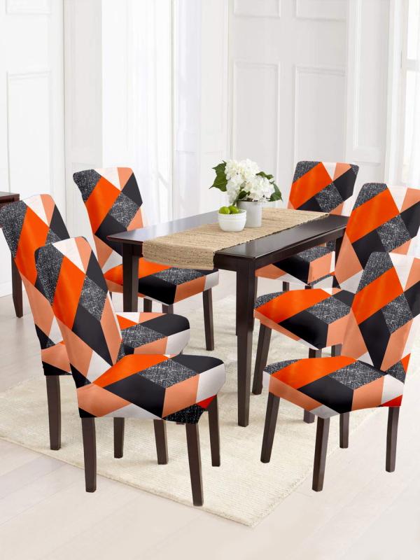 Cortina Orange And Black Striped Dining, Orange Dining Room Chair Covers With Arms