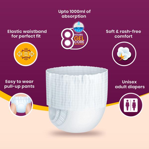 Super Liife Adult Pants Style Diaper Large Size (L),75140 Cm (30" 55