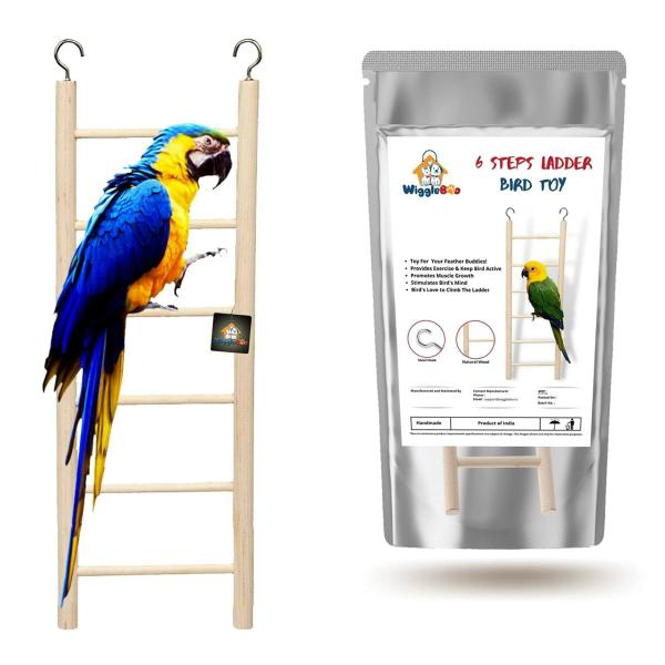 Wiggleboo Wooden Ladder Bird Toy Climbing Exercise And Fun For Medium