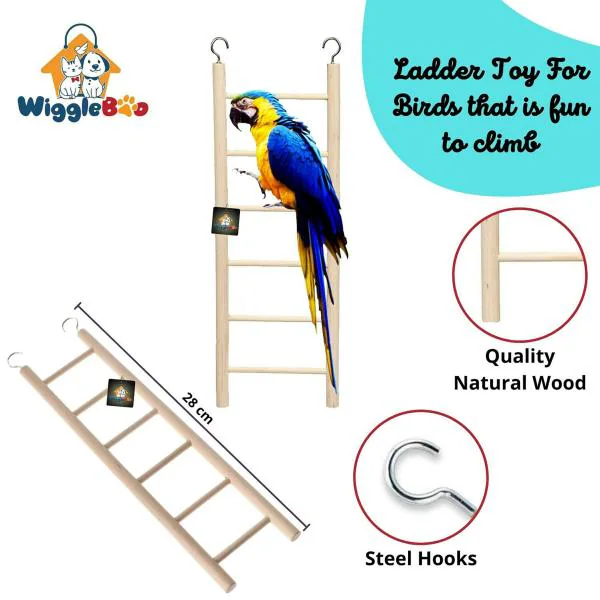 Wiggleboo Wooden Ladder Bird Toy Climbing Exercise And Fun For Medium