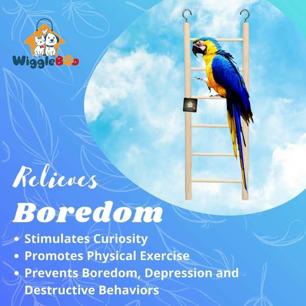 Wiggleboo Wooden Ladder Bird Toy Climbing Exercise And Fun For Medium