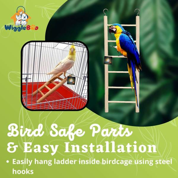 Wiggleboo Wooden Ladder Bird Toy Climbing Exercise And Fun For Medium