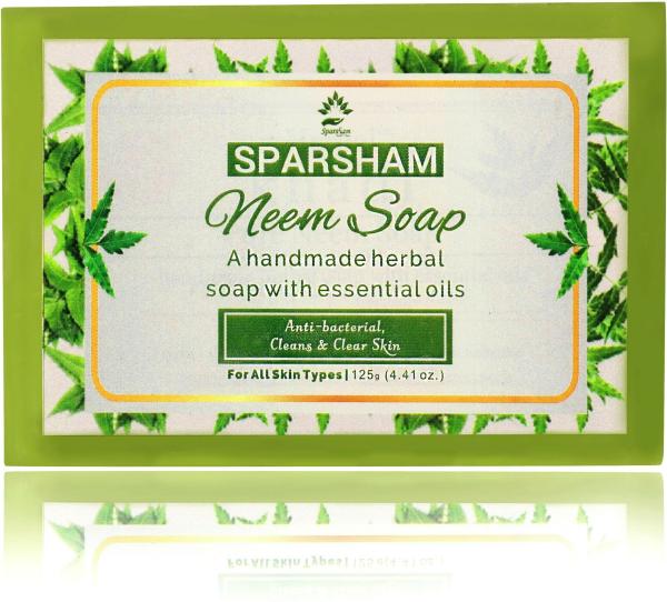 Sparsham HANDMADE NEEM SOAP FOR PURIFIED SKIN RASHES ACNE & PIMPLE 125g PACK OF 1 JioMart