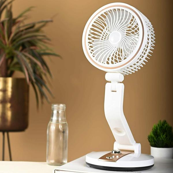 HEMIZA Powerful Rechargeable High Speed Table Desk Fan with LED Light