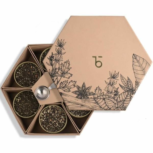 Teabox Chai Box Encloses 6 Indian Chai blends & an Ideal teaspoon